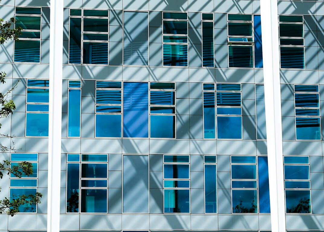 Bright modern office with large windows